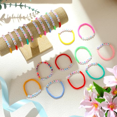 50 Pcs Gymnast Bracelets Bulk Colorful Polymer Clay Beaded Stretch Beaded Bracelet for Adult Team Gift Gymnastics Sports Fan Charm Birthday Party Favors Supplies4