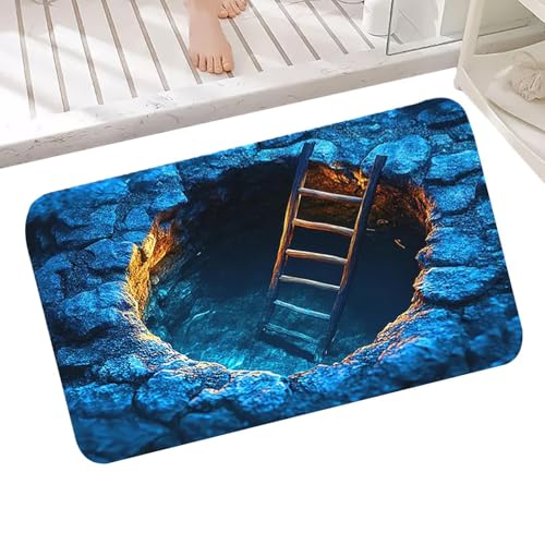 Genérico Alfombra 3D Efecto Óptico Ilusión | Moqueta con Superficie Antideslizante,Alfombra Decorativa 3D - para Cocina Baño Entrada Porche Interior Decoración Halloween