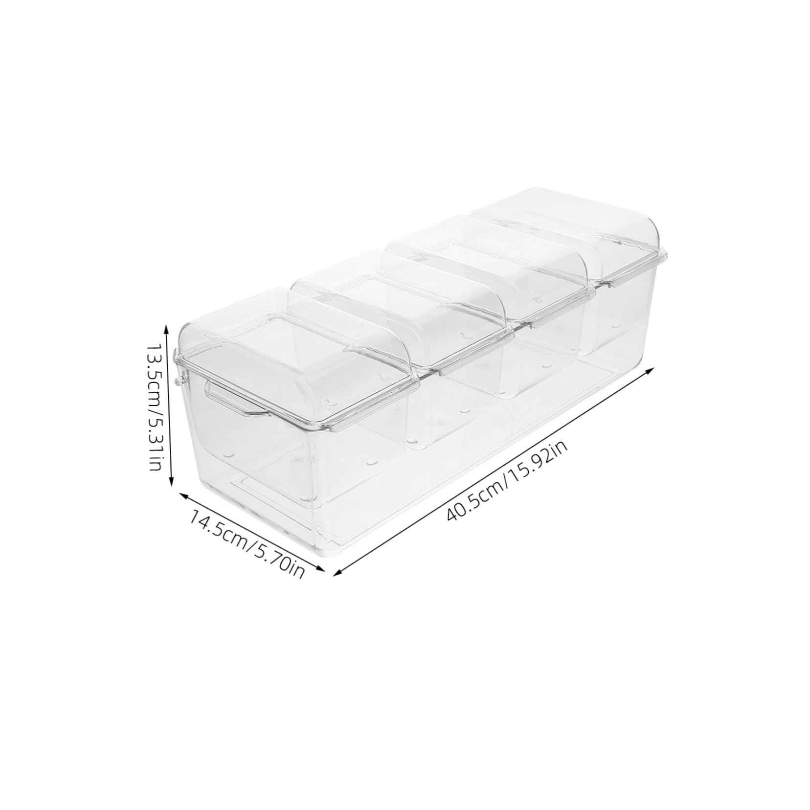 Unomor Ice Chilled Condiment Caddie 4 Containers Snack Cart for Events Plastic Serving Tray Removable Dishes for Salad Garnish