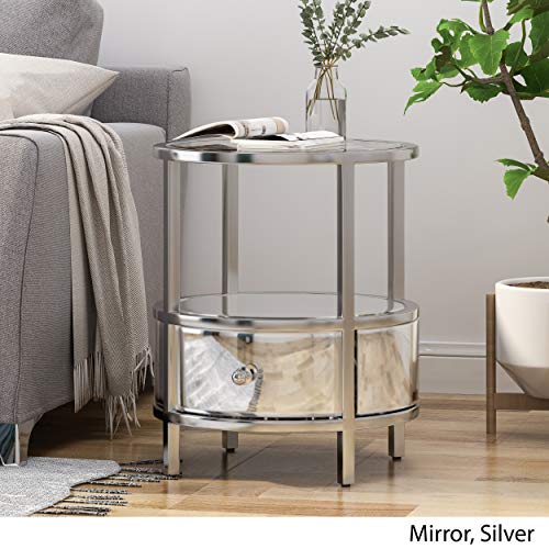Christopher Knight Home 308863 Cytheria Modern Round End Table With Tempered Glass Drawers And Stainless Steel Frame thumb #3