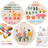 JSRQT 3 Pezzi Kit di Avviamento Punch Needle per Principianti, Kit di Pratica Ricamo Punch Needle per Imparare Punto Base, Set per Principianti Punto Croce Ago da Punzonatura con Strumento Istruzioni