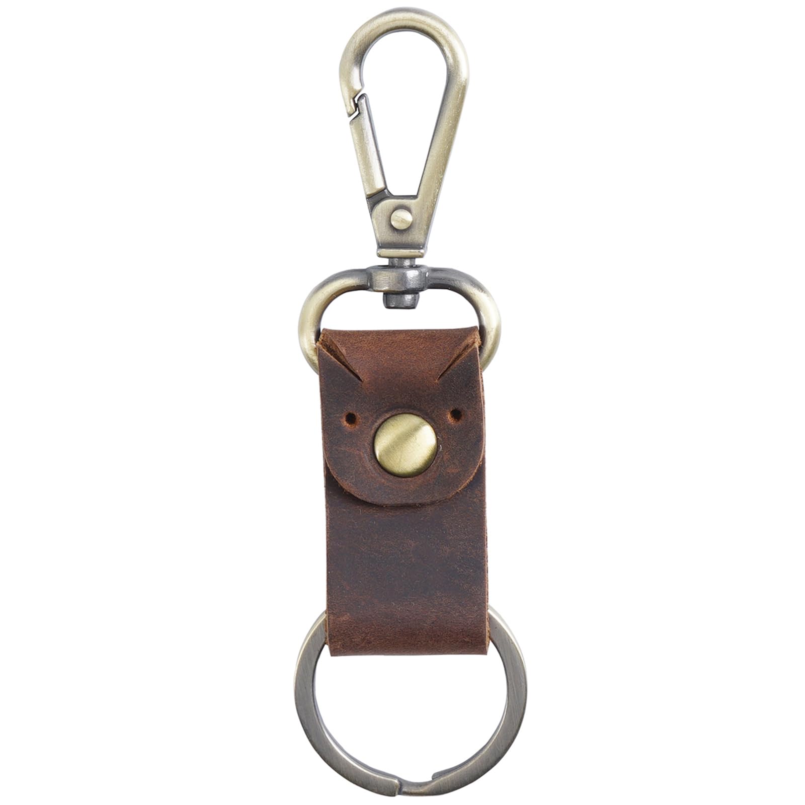 Jack&ChrisGenuine Leather Keychain, Small Keychain for Man and Women, Key Holder Mens Belt Key Chain Ring, JC307