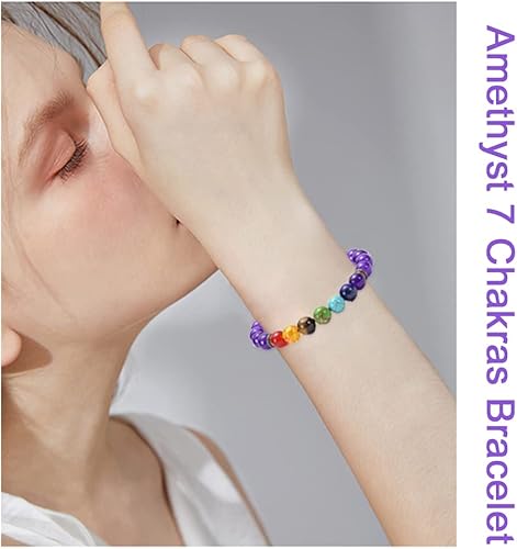 Miniatura 2 de SAMOCO Pulsera con difusor de aceite esencial para hombres y mujeres 0315in 7 chakras aromaterapia cuerda trenzada piedra natural cuentas de yoga