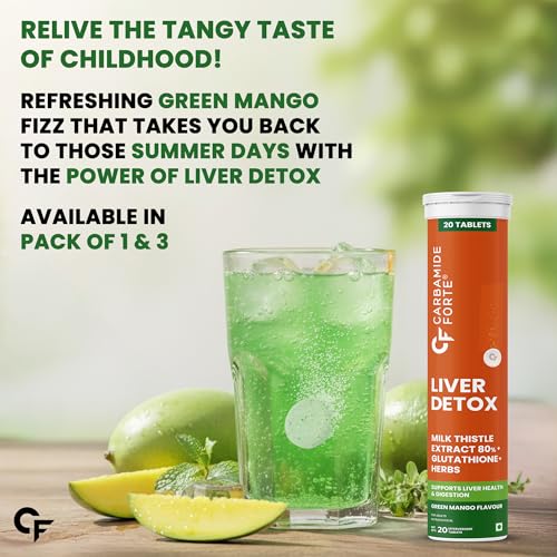 Image of Carbamide Forte Liver Detox Supplement | Fatty Liver Detox Tablets with Clinically Researched Ingredients | Just Drop, Dissolve, Fizz & Drink | Green Apple Flavour - 20 Effervescent Tablets