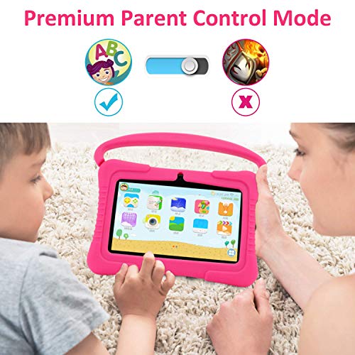 Veidoo Kids Tablet, 7 Inch Android Tablet Pc, 1Gb Ram 16Gb Rom, Safety Eye Protection Screen, Wifi, Bluetooth, Dual Camera, Educational, Games, Parental Control App, Tablet With Silicone Case(Pink) #TOP2