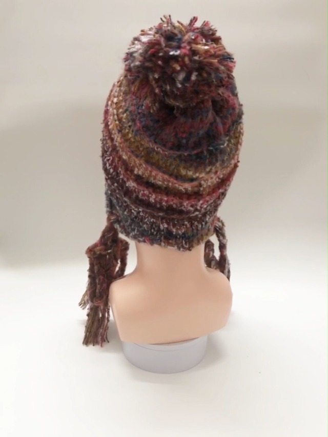 yolrdiw Women's Boho Crochet Colorful Hat Tassel Braid Winter Knit