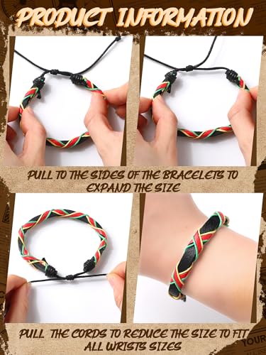 Sureio 7 Pcs African Beaded Bracelet Adjustable Jamaica Jewelry Multi Layer Ethnic Tribal Braided Bracelet Men Women3