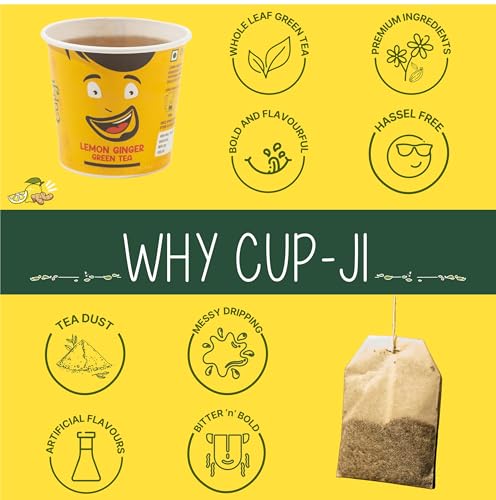 Image of Cup-Ji Green Tea Combo Pack | Kashmiri Kahwa, Lemon Ginger & Kokam Ready-to-Sip Green Tea I Whole Leaf Teas I 3 Packs with 30 Cups Each Size 210ml