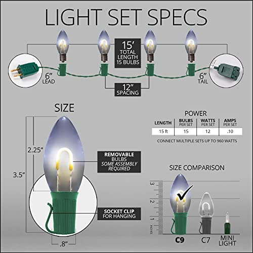 Luces Navideñas LED FlexFilament C9 Blanco Frío 15 luces 15 pies miniatura 4