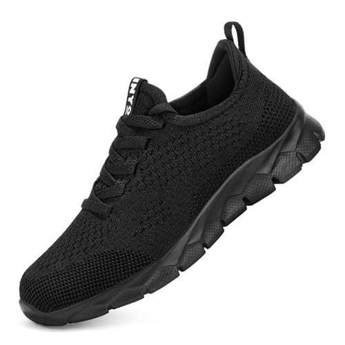 Womens Trainers Running Shoes Jogging Fitness Sneakers Lightweight Breathable Walking Gym Sports Casual Trainers Tennis Shoes，Black Size 6 UK