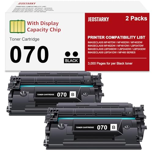 Jeostarky Compatible for Canon 070 Black Toner Cartridge Replacement for Canon 070h CRG070 Toner for Canon ImageCLASS MF465dw MF462dw MF460dw LBP246dw LBP247dw LBP243dw LBP240dw Laser Printer 2 Pack