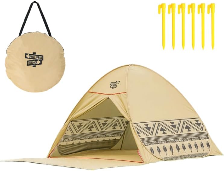 One-Touch Pop-Up Sunshade Tent for Beach & Camping Compact Tent for 2-4 Person UPF 50+, Lightweight & Waterproof