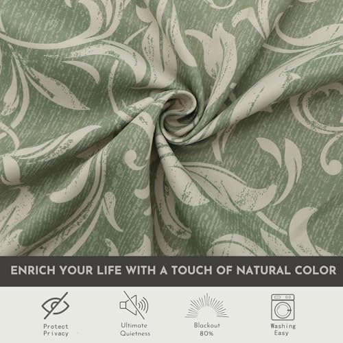 Image of 80% Blackout Curtains for Bedroom, Green Window Drapes 72 Inch Length for Living Room, Thermal Insulated Grommet Curtains, 2 Panels