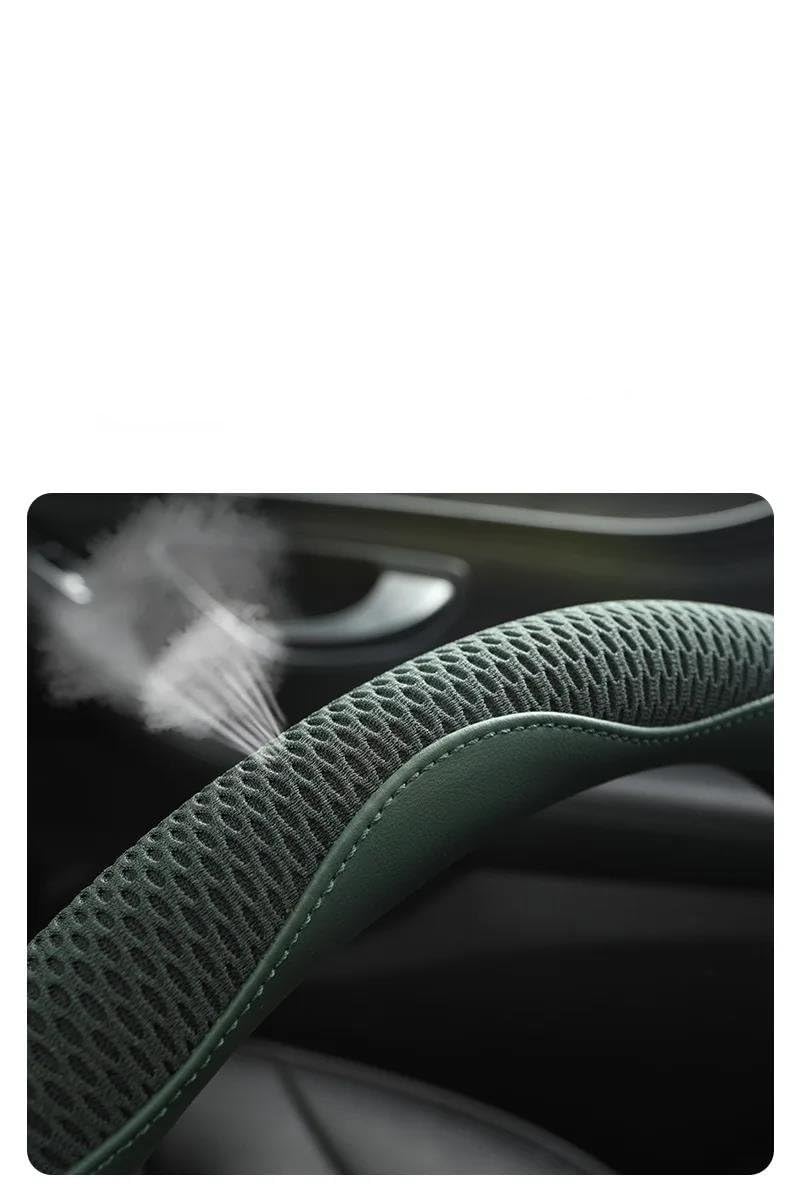 Funda Volante Coche Universal Cubiertas Antideslizantes para Coche, Cubierta De Cuero para Volante, Malla Transpirable, Uso General, Resistente Al Desgaste, 38CM De Diámetro Fundas para Volante (Colo