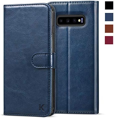 KILINO Galaxy S10 Wallet Case [RFID Blocking] [PU Leather] [Shock-Absorbent Bumper] [Soft TPU] [Card Slots] [Kickstand] [Magnetic Closure] Flip Folio Cover for Samsung Galaxy S10 (Blue)