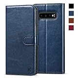 KILINO Galaxy S10+ Plus Wallet Case [Shock-Absorbent Bumper] [Card Slots] [Kickstand] [RFID Blocking] Leather Flip Case Compatible with Samsung Galaxy S10Plus - Blue