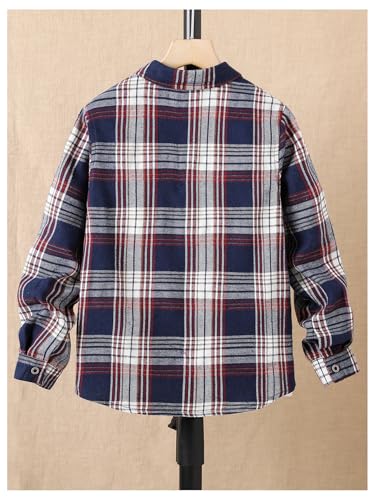 WDIRARA Boy's Plaid Shirt Jacket Button Down Long Sleeve Collar Outerwear2