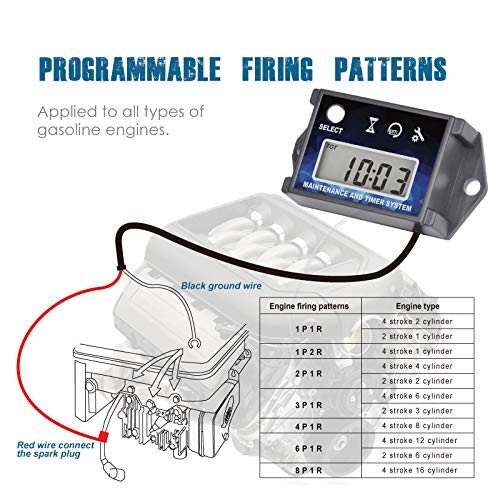Runleader Small Engine Hour Meter,Digital Tachometer,Maintenance Reminder,Max Rpm Recall,User Shutdown,For Ztr Lawn Mower Tractor Generator Marine Outboard Atv Jetski Motor And Gas Powered Equipment #TOP5
