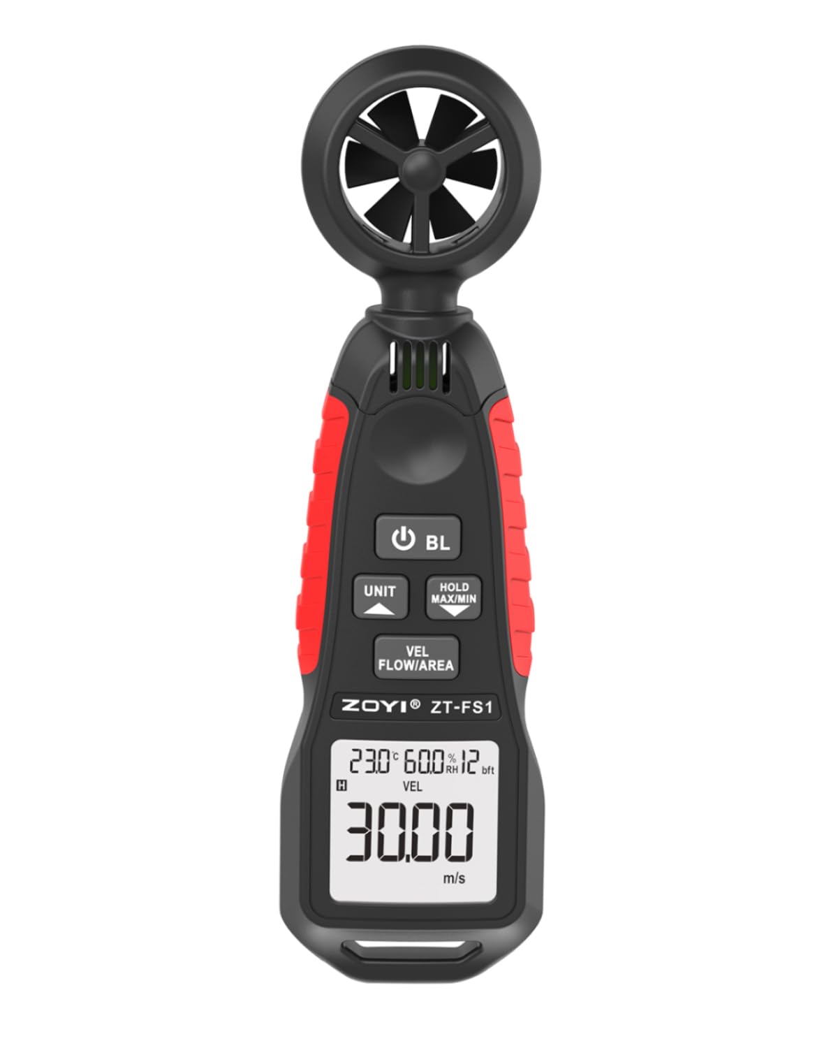 Handheld Anemometer with Temp & Humidity Sensor, 9999 Reading Data Hold, 5/s Sampling Rate, Large Backlit, 0-12 Wind Level Meter for Outdoor Sports Wind Speed Measuring