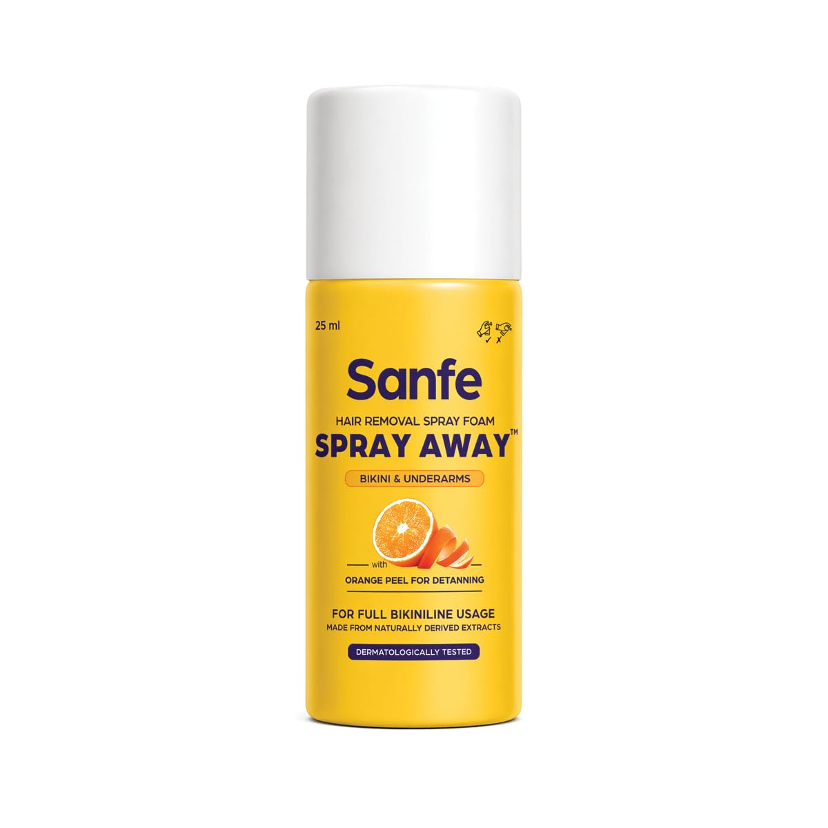 Sanfe Painless & Detan Hair Removal Spray Cream - 25 ml | For Bikini, Chest, Legs, Arms & UnderArm | Removes Hair in 10 Minutes with Skin Detan | Orange Peel, Aloevera, Vitamin E & Niacinamide-picture-3
