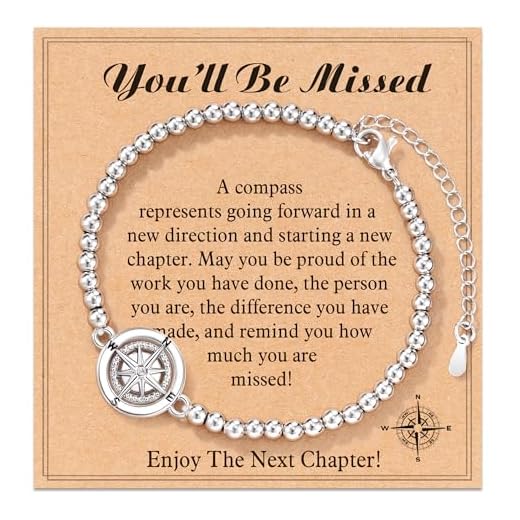 Shonyin Coworker Retirement Gifts for Women 2025 Going Away Leaving Gifts, Compass Bracelet You Will Be Missed Farewell Goodbye Gifts for Coworker Woman Manager Boss Teacher Employee