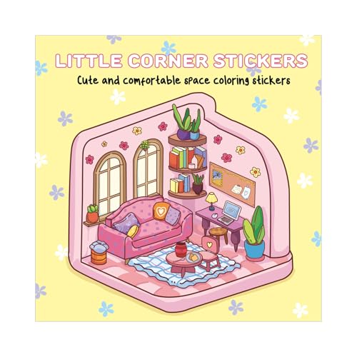Libro Da Colorare Spazi Comodi - Set Di Adesivi Artigianali, Pad Art Per Facile Da Usare | Fogli Di Illustrazione Angolare Rilassanti, Collezione Di Adesivi