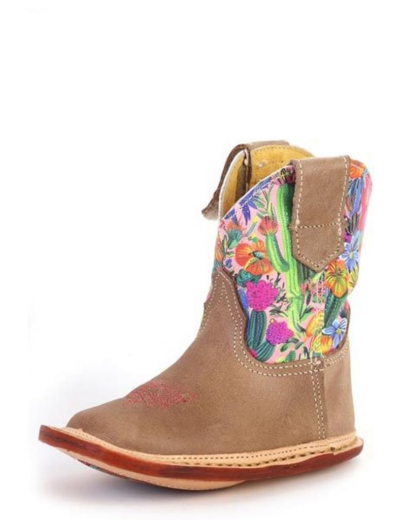Roper Girls Cowbabies Flowers (Infant/Toddler) Western Boot, Brown, 4