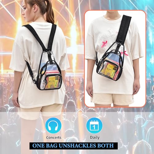Image of Mildbeer Womens Convertible Clear Backpack, Compact Concert Black Mini