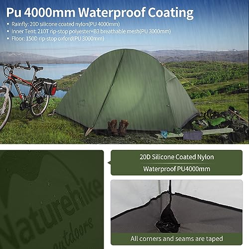 Naturehike Carpa para 1 Persona Camping Senderismo Ligera Impermeable con Huella miniatura 6