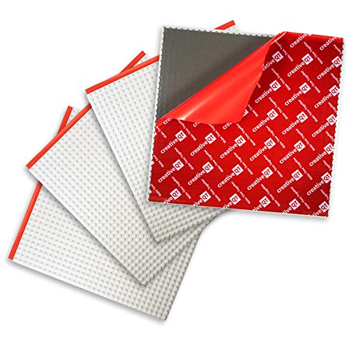 Creative QT MakerBase, White, 4 Pack, 10”x10” Peel-and-Stick Toy Building Blocks Stackable Baseplates, Bases for Play Tables, Walls, & More, Compatible with All Major Brick Brands - Baseplate Toy Pack