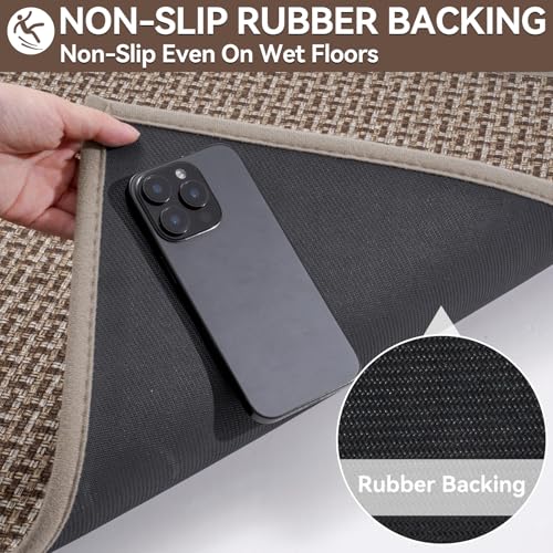 Image of YDKGL Door Mat 24 inchx35 inch, Dirt Resistant and Absorbent, Non-Slip Rubber Backing Floor Mats, Easy Clean Low-Profile Doormat for Entryway, Front Door, Inside Entrance, Brown