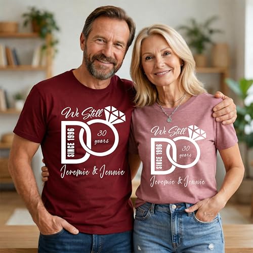 Image of Anniversary Matching Shirts, for Couple, Heart Design T-Shirt Set, Wedding Present, Honeymoon Outfit