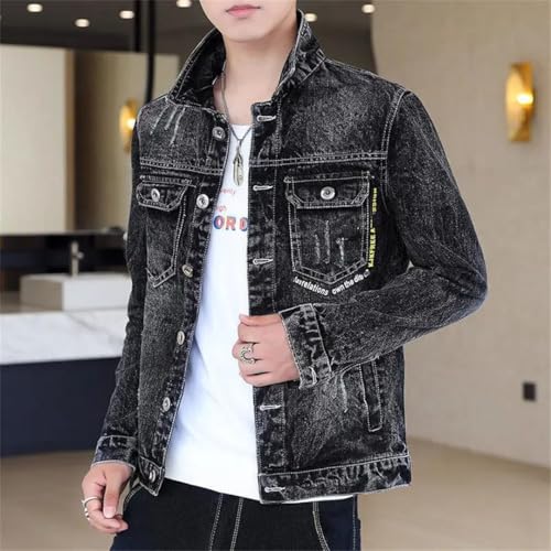 Men's Denim Jacket Punk Worn Male Jean Coats With Print Cowboy Korea Coats2