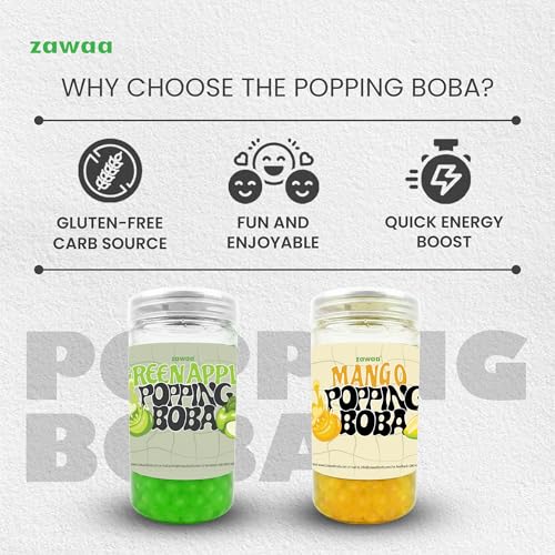 Image of Zawaa Boba Tea Assorted Popping Boba Pearls - Mango & Green Apple | 300g Each (Pack of 2) | Bursting Bubble Tea Pearls