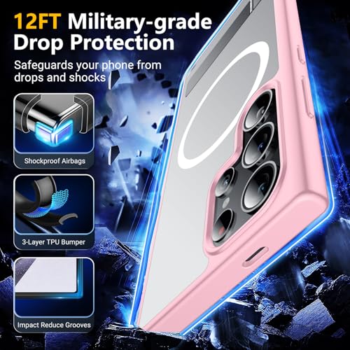 Image of SPIDERCASE Magnetic for Samsung Galaxy S23 Ultra Case, [3 Stand Ways][ Military Grade Drop Protection] with Invisible Stand Shockproof Slim Case for Samsung S23 Ultra 6.8 inch, Pink