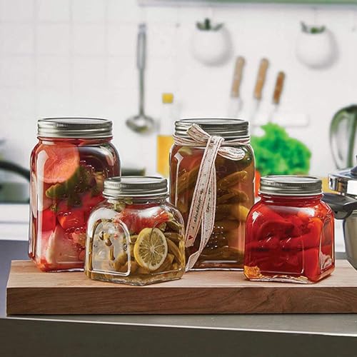 Bocaux de conserve à goulot large avec couvercles étanches réutilisables de type fendu