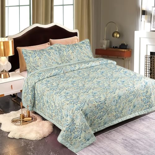 Image of Akshya 400 TC Elastic Fitted Bed Sheets Qulited fits on 72x78x10 inch - Premium Elastic Fitted Bedsheet with 2 Pillow Covers /Soft Fabric Bed Sheets /Fitted Chadar /Bed Cover