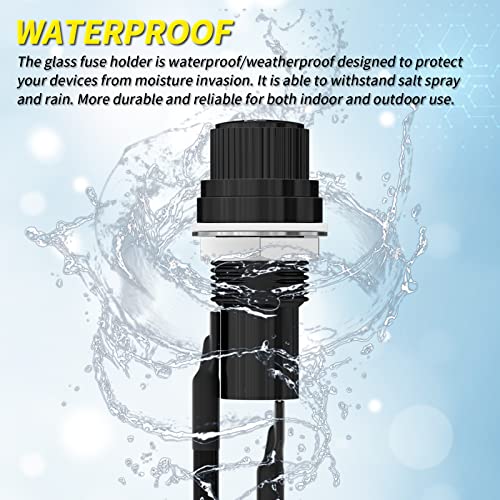 Joinfworld Panel Mount Fuse Holder 5X20Mm 12V Dc 250V Ac Screw Cap Fuse Holders With Pre-Soldered Wires And Fast-Blow Glass Tube Fuses - 5Pack #TOP5