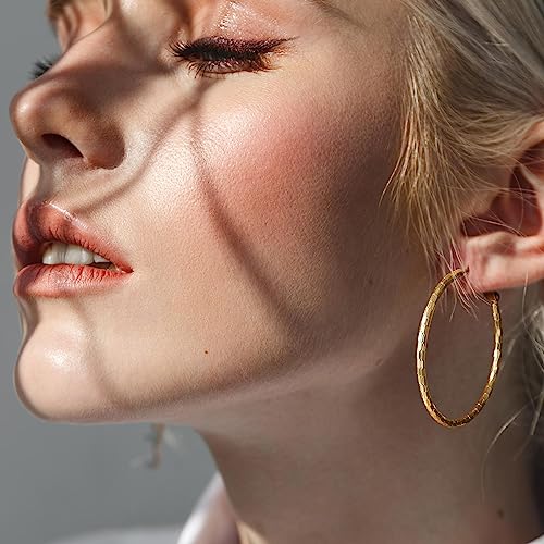 Gold Hoop Earrings for Women 14K Gold Earrings for Women Sparkling Design Hypoallergenic Lightweight Womens Earring Hoops 25 MM/30 MM/40 MM4