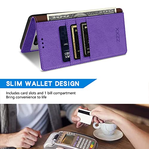 Image of ZZXX for Google Pixel 7a Wallet Case Magnetic Closure 6.1 inch,Purple