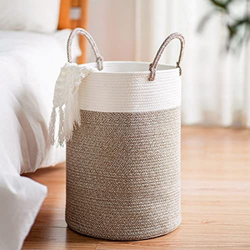 Indressme Tall Laundry Basket With Handles, Jute Clothes Hamper, Woven Laundry Basket For Pillows, Blankets, Toys, Decorative Basket For Bedroom, Bathroom And Living Room, 19.7''H X 13.8''D #TOP3