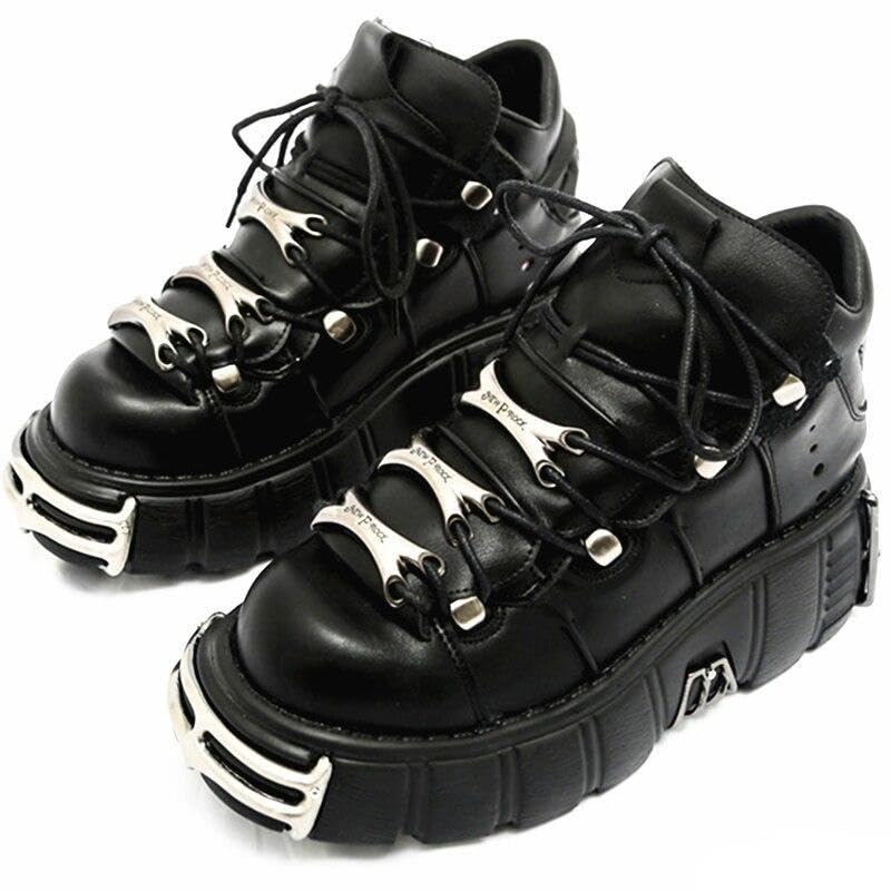 Creepers gothique métal à semelle compensée et boucles du 35 au 40