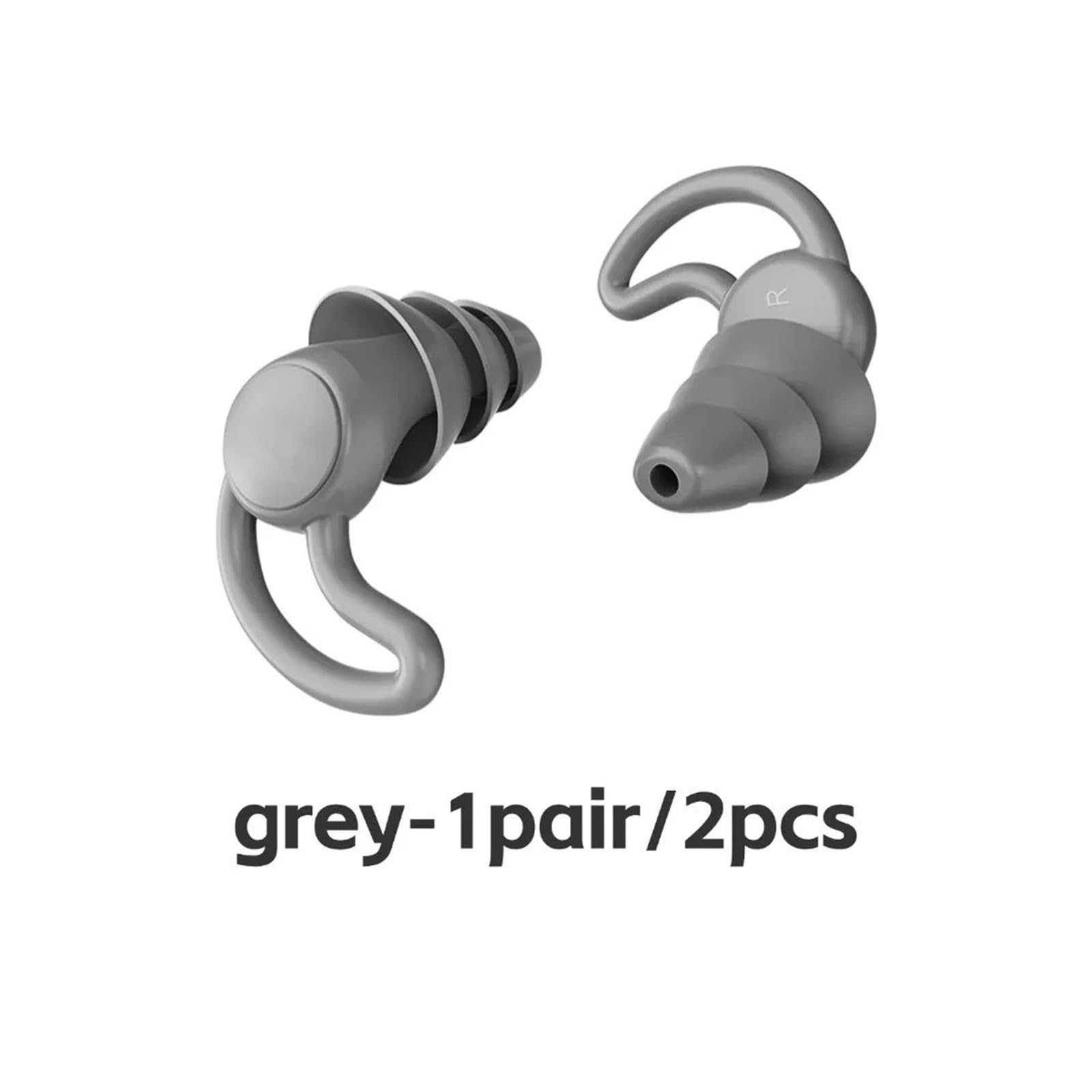 Bouchons d'oreilles réutilisables en silicone de qualité supérieure avec réduction du bruit (Gris, 1 paire)