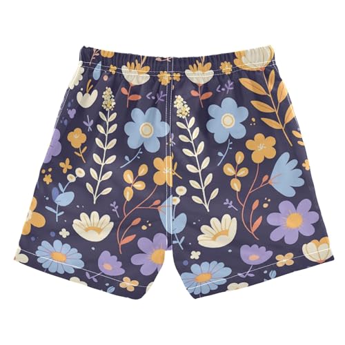 linqin Mexican Floral Pattern Boys Swim Trunks Toddler Beach Board Shorts, Quick Dry Swim Shorts Suits 2-16 Years2