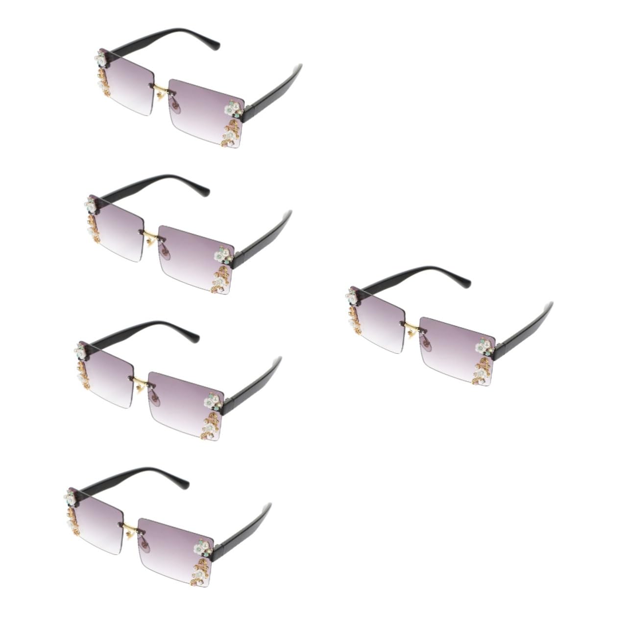 VALICLUD 5stücke Dekorative Sonnenbrille Mit Strass Für Damen Modisches Accessoire Für Partys Und Laufstege Mit Verlaufsglas Leicht Und Tragbar Uv-schutz Für Klare Sicht Im Sommer