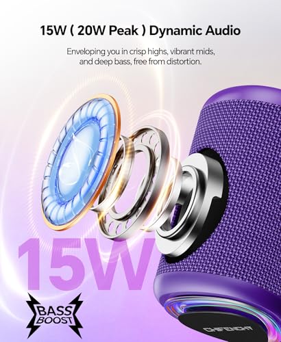 Image of Portable Bluetooth Speaker Beach Essentials: IPX5 Waterproof for Outdoor /Powerful HD Sound /Dynamic Light /All Day Playtime /Wireless BT 5.3 /TWS Pairing, Travel|Camping|Pool Accessorie, School Supplies