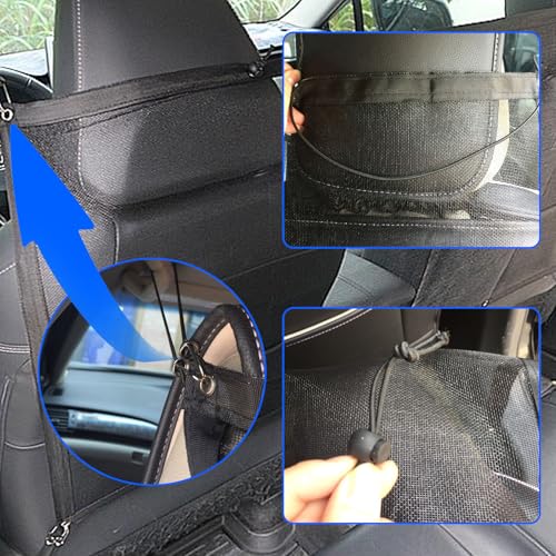MUU Hundeauto-Barriere mit verstellbarem Seil und Haken, 115 x 62 cm, Universal Hundeschutz für Rücksitz, Mesh-Barriere Autoverteiler, Sicherheitsnetz für Hund, Haustier, für SUV, LKW,