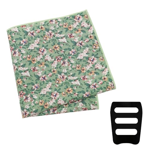 Image of Floral Pocket Squares for Men with Holder Printed Flower Mens Handkerchief Cotton Suit Pocket Hanky for Wedding