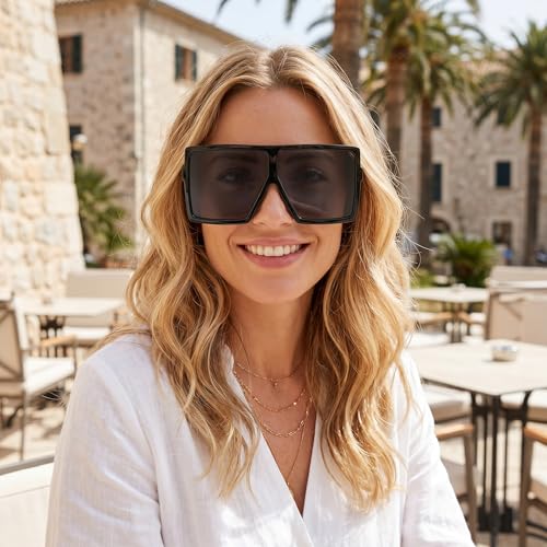 Image of The Fresh Large Oversized Fashion Square Flat Top Sunglasses - Exquisite Packaging