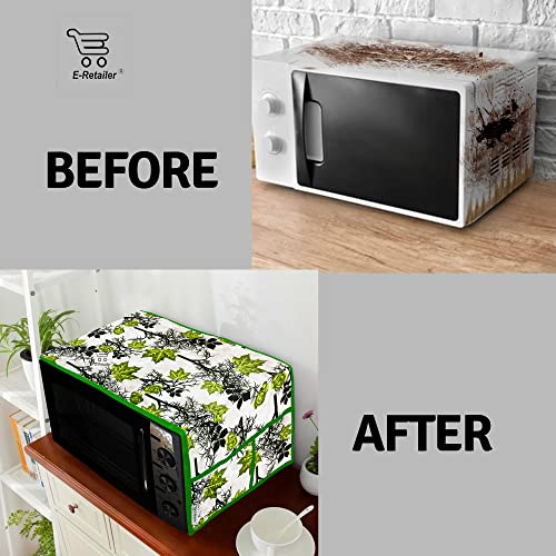 Image of Polyester 3-Layered Microwave Oven Top Cover With 4 Utility Pockets Suitable for Upto 30 Liter (Color- Green, Size-36x14 Inches)